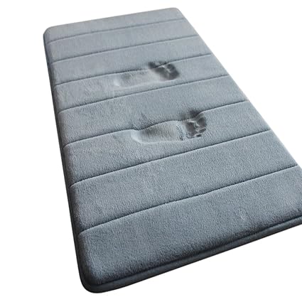 Outgeek Bathroom Rug Bathroom Mat Memory Foam Anti-Slip Absorbent Shower Rug One Size Grey (Grey)