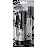 Tulip Fabric Markers, Black Variety, 5 Pack | 5 Black Markers, 5 Tip Styles, Brush, Fine, Extra-Fine, Chisel And Jumbo Chisel Tips, Permanent Fabric Color