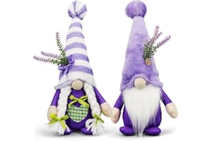 TEEKER Lavender Gnomes Decor, Spring Gnomes Decorations for Home Indoor Outdoor Pastel Purple Spring Lavender Decorations Summer Gnome Tiered Tray Decor Gnome Gifts for Woman