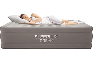 SLEEPLUX Dream Luxury Queen Air Mattress, Built-in Dual Pump, Stays Inflated All Night, 18” Double-High Blow-Up Airbed with Coil Beams, for Guests, RV Camping & Home, 1-Year Warranty