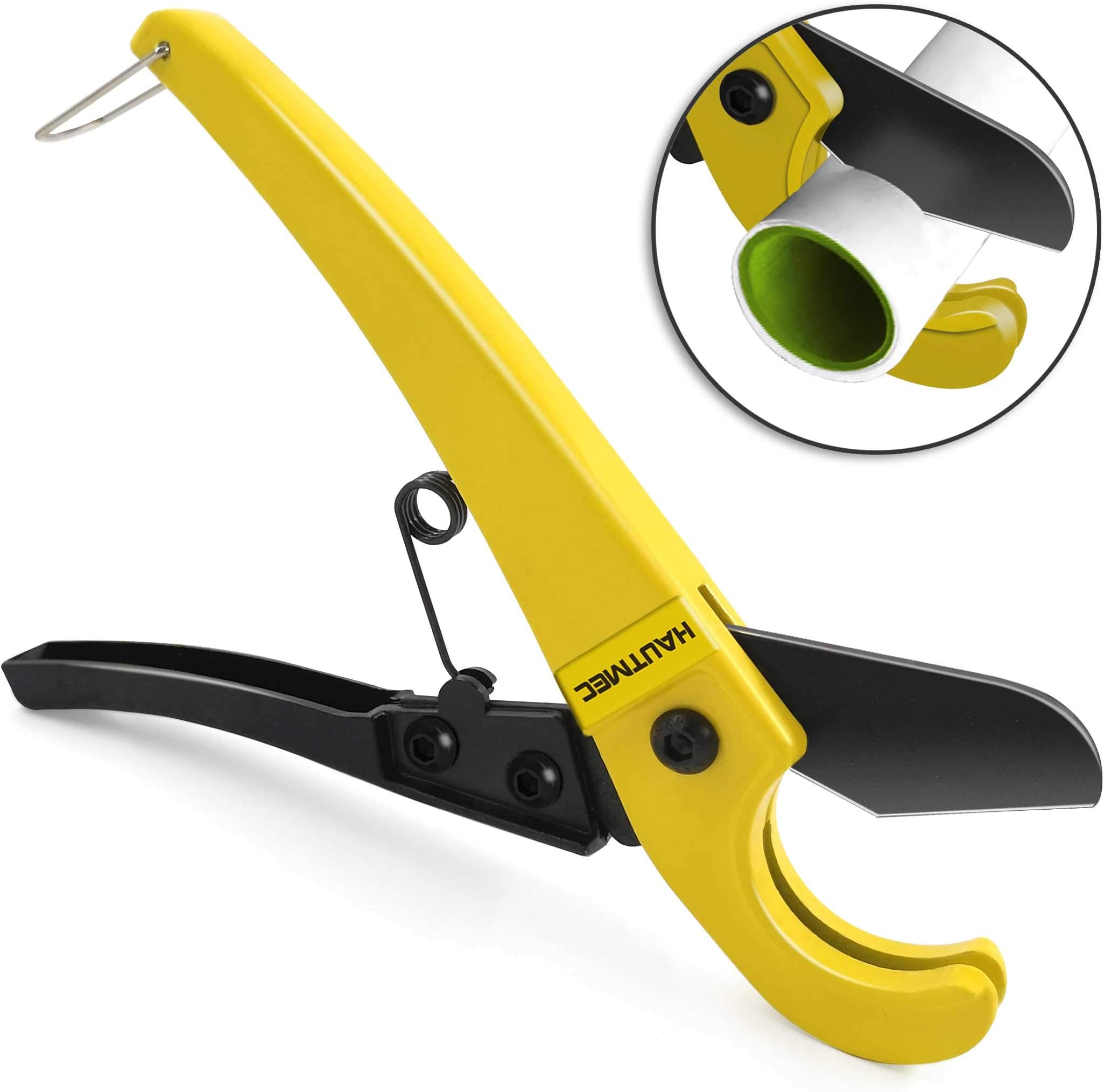 HAUTMEC PVC Plastic Pipe Scissor Cutter Up to 1-3/8inch (0-36mm), Black Cutting Blade For Easy And Quick Pipe Cutting HT0078-CT