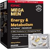 GNC Mega Men Energy &amp; Metabolism Vitapak Program V2, 1 Month Supply | Niacin Supports Energy Metabolism, Caffeine Provides Thermogenic Support, Fish Oil and Ashwagandha Support Stress Response