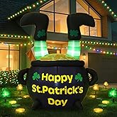 Glooglitter 4 ft St Patrick's Day Inflatables Outdoor Decorations Leprechaun Feet in Cauldron Pot Inflatable Outdoor Decor with LED Lights Blow up Lighted for Party Holiday Yard Garden Decor
