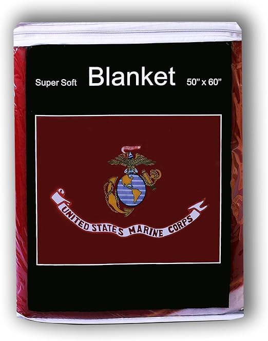 Amazon Com United States Marine Corp Flag Fleece Blanketnew U S Marines Throw Cover Logo Emblem 4 2 Ft X 5 Ft Home Kitchen