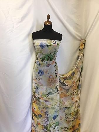 Iana Fabrics Mehrfarbiger Chiffon-Stoff mit Blumenmuster, 146 cm, RNBW