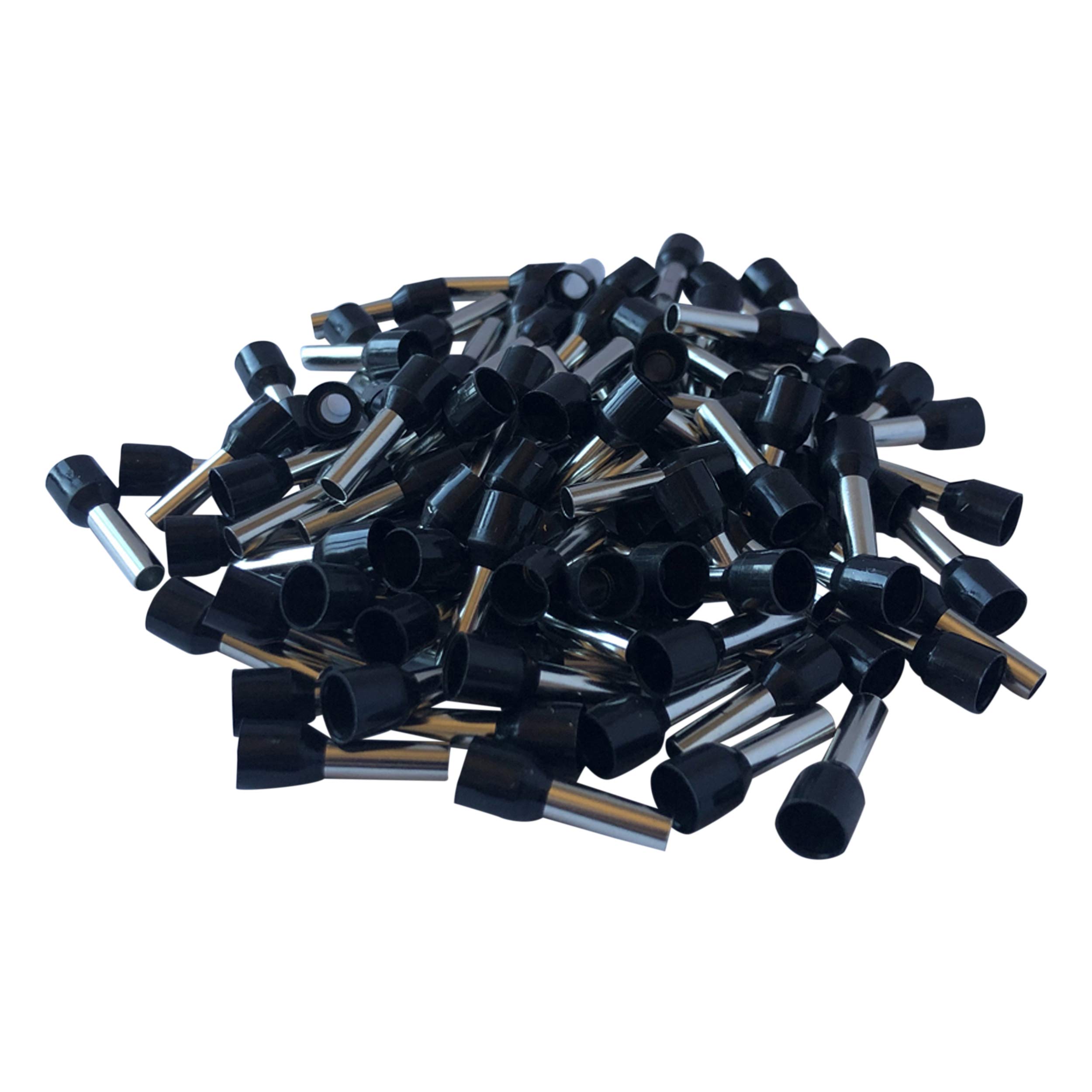 GTSE 100 pcs Black Single Entry 6.0mm² Bootlace Ferrule Connector Insulated Cord Pin End Terminals