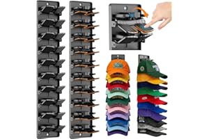 2 Pack Spring Clips Hat Organizer for Baseball Caps – Holds Up to 20 Hats Total (10 per Hook), Hat Rack for Wall Closet Door 