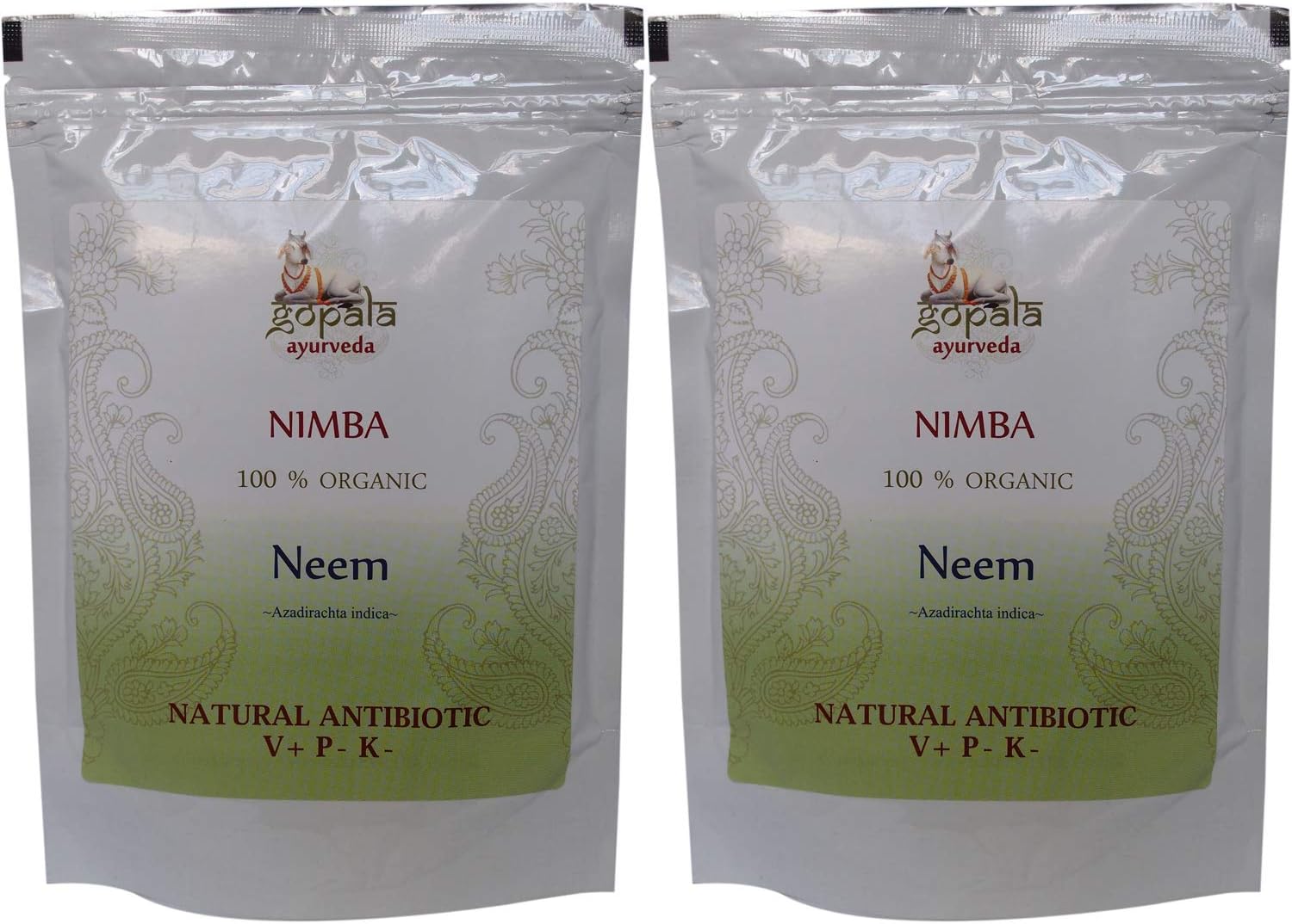 NEEM (NIMBA) Powder (USDA Certified Organic) Ayurvedic Herb Azadirachta Indica - 250g Zip Lock Pouch (Pack of 2)