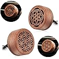 2-in-1 Car Aromatherapy Diffuser & Air Freshener, Portable Mini Wood Diffuser with Lava Stone, Essential Oil Vent Clip, 2 Cha