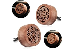 2-in-1 Car Aromatherapy Diffuser & Air Freshener, Portable Mini Wood Diffuser with Lava Stone, Essential Oil Vent Clip, 2 Cha