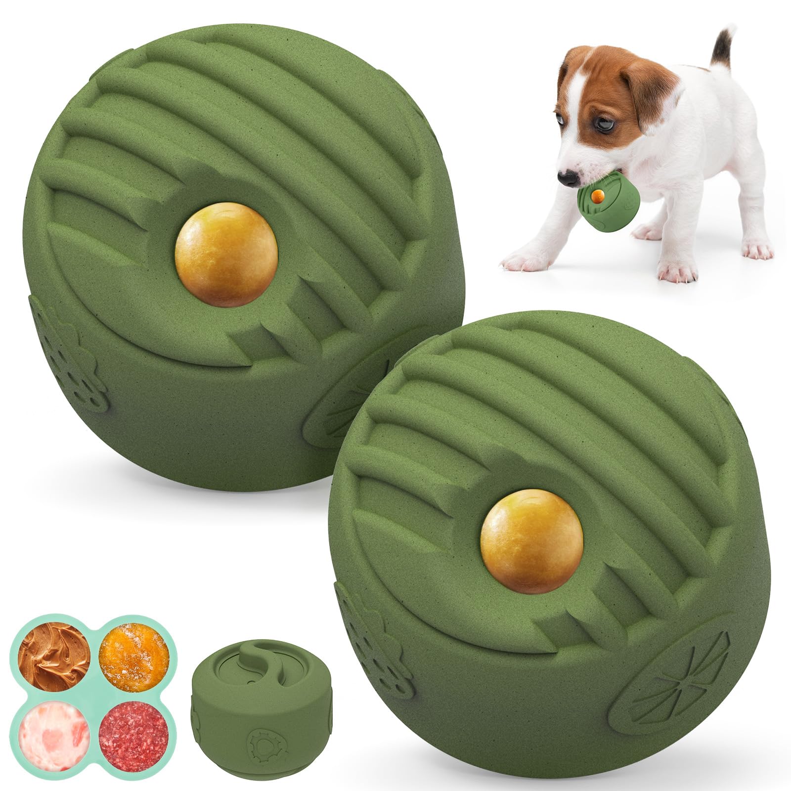Photo 1 of ATESON Interactive Dog Toy for Large Dogs (20-140 lbs) 2PACK- Durable Freezable Rubber Chew Toy, Mint Scent, Anxiety Relief Puzzle, Treat Dispenser, Easy to Clean, Long-Lasting, Low-Mess Design