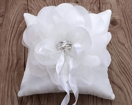 Amazon Com Wedding Ring Pillow With Oversized White Flower