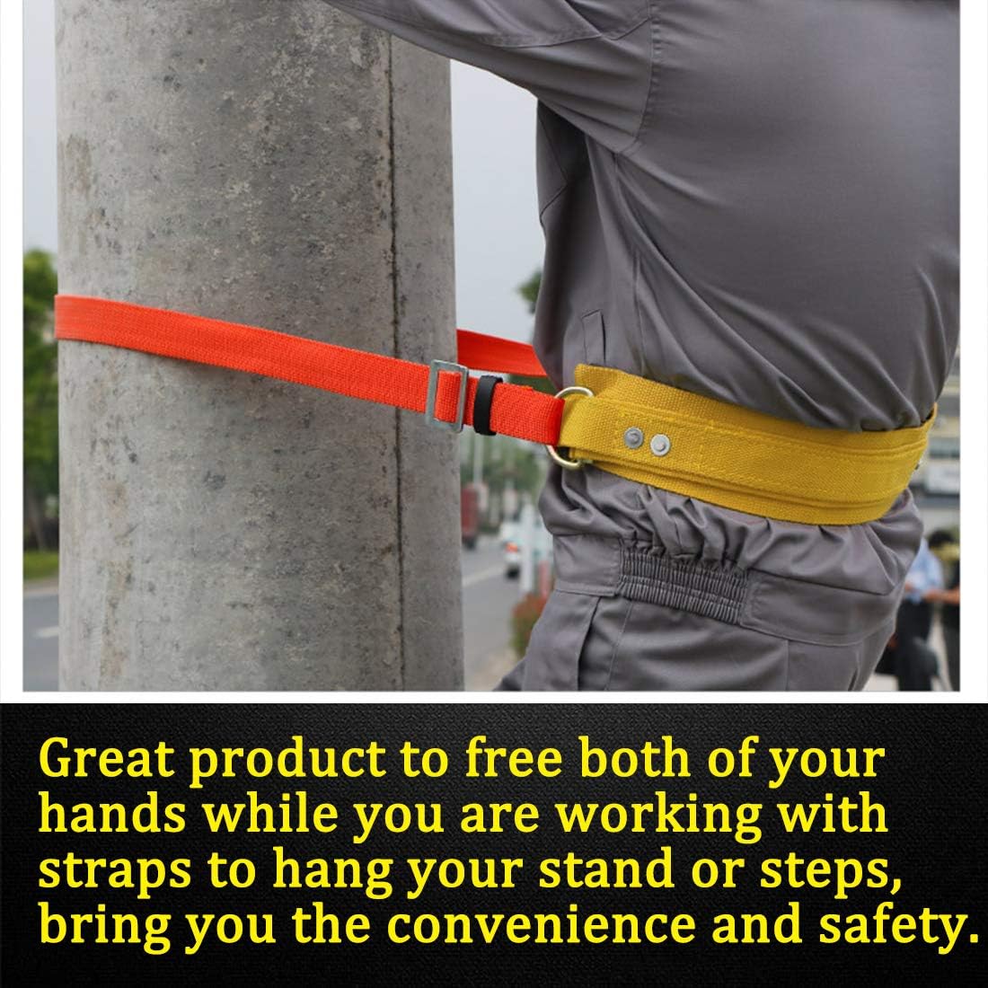 Boaton Hunting Safety Harness, Tree Climbing Belt, Linemans Belt, Add Level of Safety for Hunting, Hanging Stand Or Step, Trimming Tree, Putting Up Deer Stand, Installing Steps, Ladder Or Climbing : Sports & Outdoors