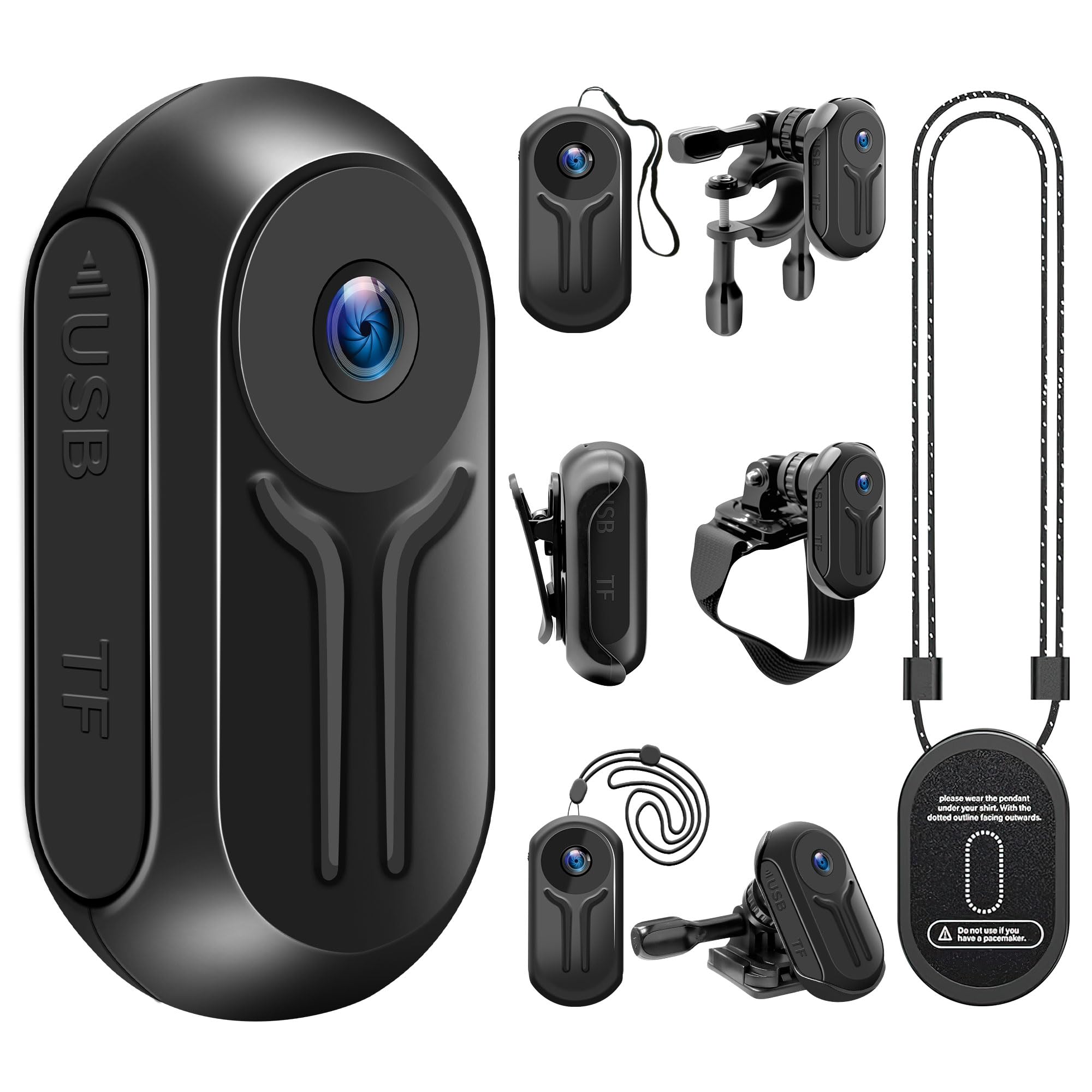 Photo 1 of 1080P Sports Action Camera with 64GB Card, Mini Body Camera Wearable Action Body Cam, Portable Recorder with Magnetic Back Clip