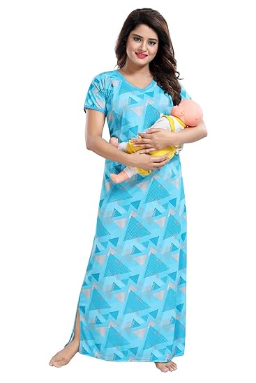 Women's Beautiful Print with Invisible Zip Feeding/Maternity/Nursing Nighty/Nightwear.