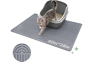 Pawtasy Cat Litter Box Mat,40" x 28" Extra Large Silicone Waterproof Litter Trapping Mat for Scatter Control Soft on Kitty Paws Non-Slip Easy to Clean