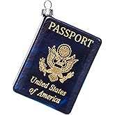 2pcs Blown Glass Passport Christmas Ornament, Hanging Glass Passport Ornaments for Christmas Tree Decoration