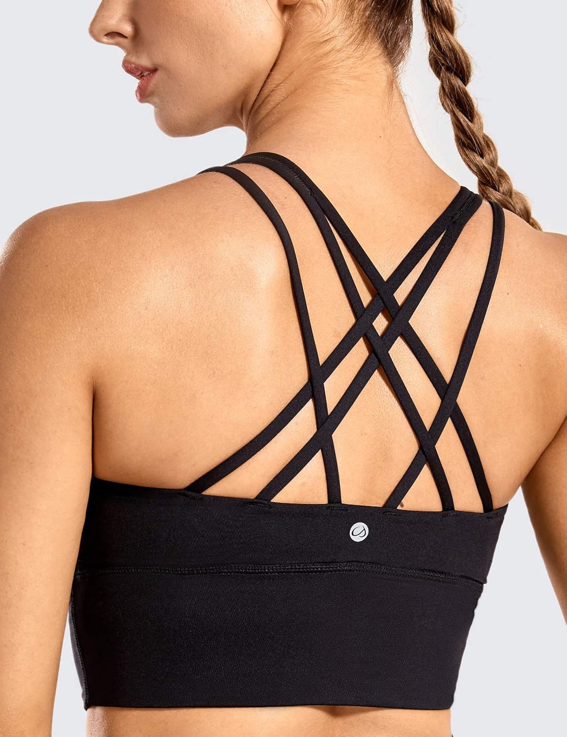 CRZ YOGA Strappy Sports Bras for Women Longline Wirefree Padded Medium Support Yoga Bra Top at  Women’s Clothing store