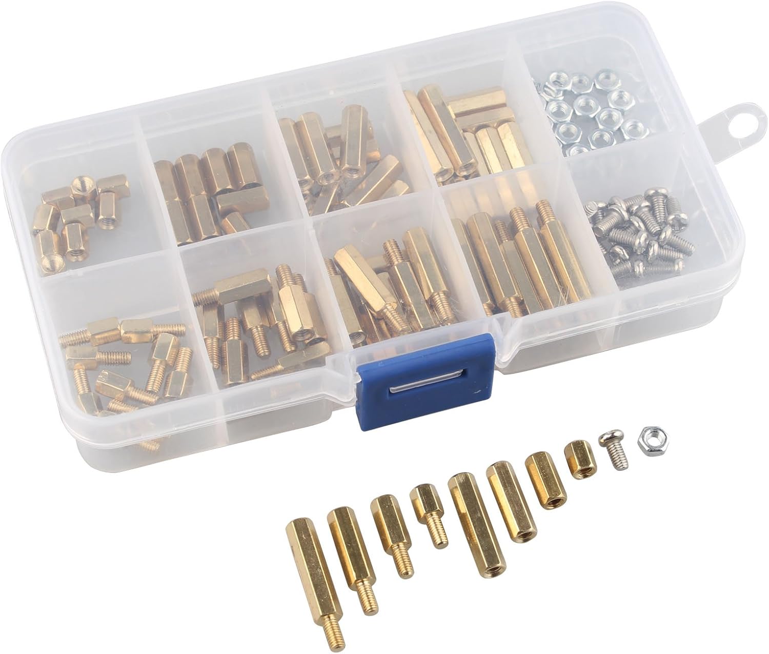 HALJIA 120 PCS M3 Male-Female Brass Spacer Standoff Screw Nut Assortment Kit - Image 3