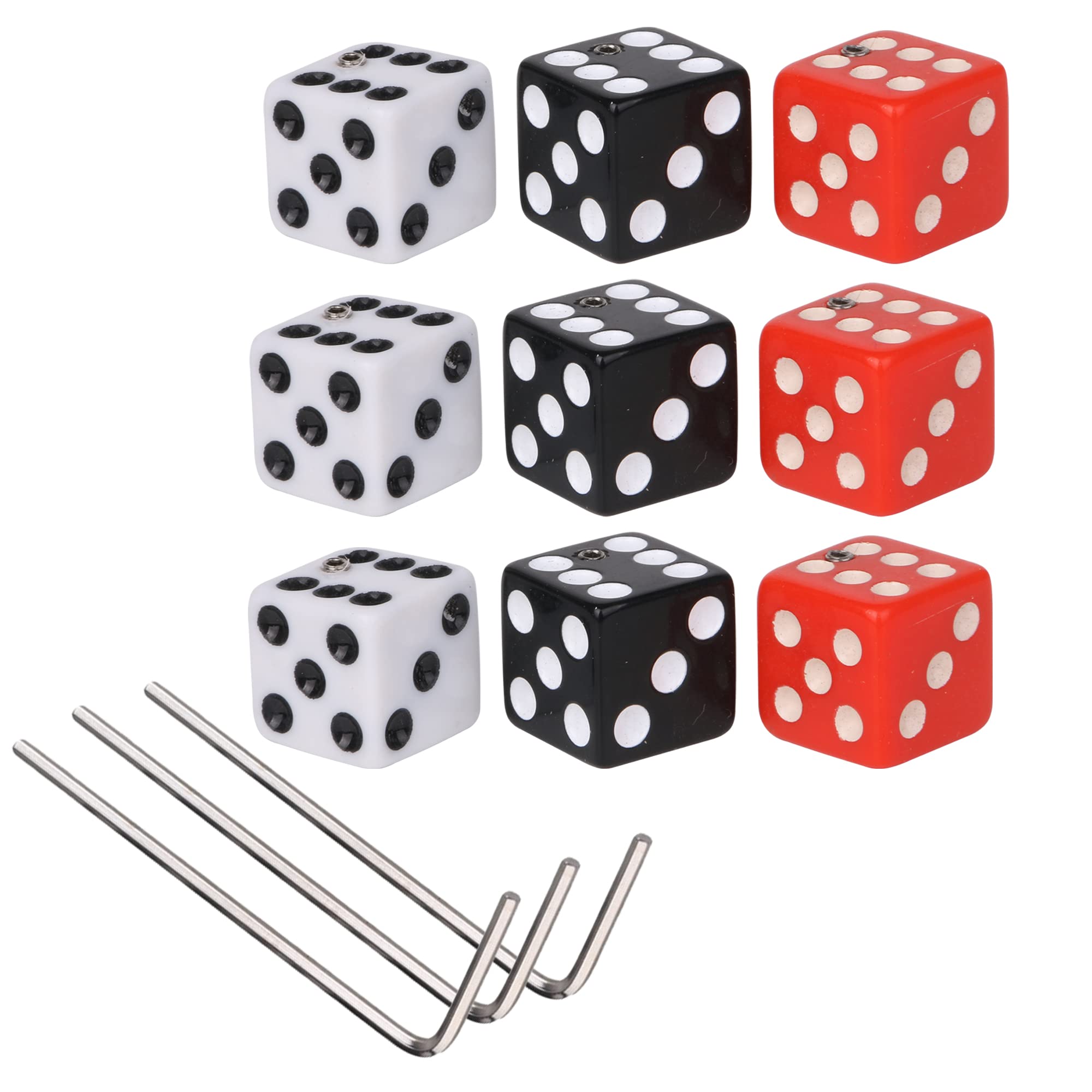 BQLZR Multicolor Plastic Dice Guitar Tone Volume Control Knobs with Wrench for Electric Guitar Pack of 9