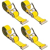 E Track Ratchet Straps 2" x 16'(4 Pack), E Track Straps 4400 lbs Load Straps for Trucks, semi Trailers, Box Truck