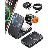 INIU 3 in 1 Foldable Wireless Charging Station, 15W Fast Mag-Safe Charger | Original Qi2 Certified, Ideal for Travel, Magnetic, Office Desk Accessories for iPhone 18 - 12 Series, Apple Watch, AirPods