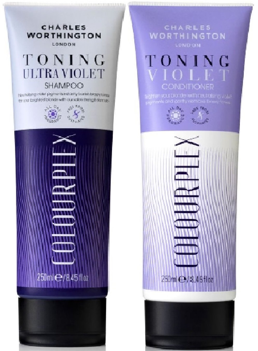 (Pack of 2) Charles Worthington Colourplex Toning ULTRA VIOLET Shampoo x 250ml & Colourplex Toning VIOLET Conditioner x 250ml