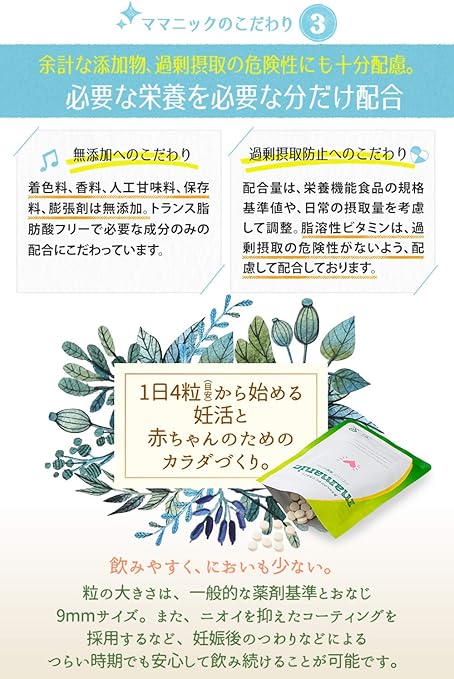 Amazon 管理栄養士監修 ママニック 葉酸サプリ お試し 妊活 妊娠 鉄 カルシウム 乳酸菌 無添加 9日分 ママニック 葉酸