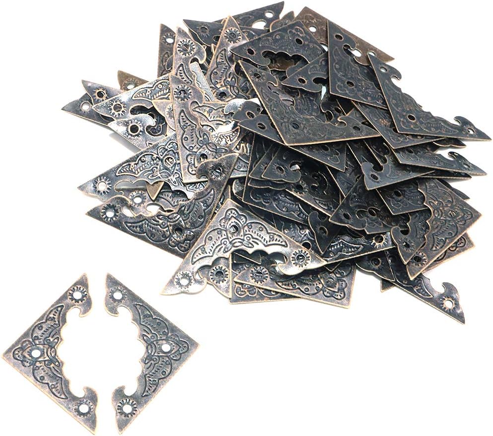 Namvo 50pcs Antique Style Corner Protectors 40mm Bronze Alloy Wooden Box Furniture Table Guards Desk Edge Decorative Triangle (Bronze)