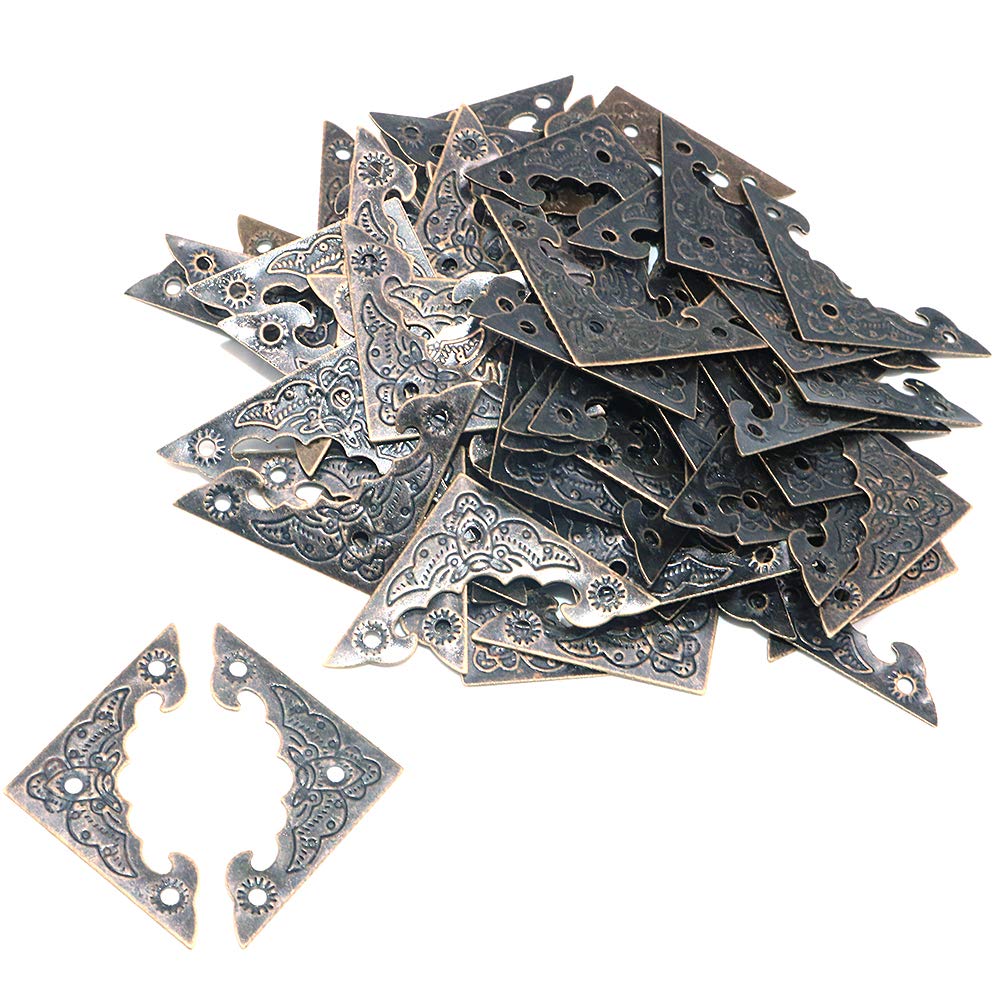 Namvo 50pcs Antique Style Corner Protectors 40mm Bronze Alloy Wooden Box Furniture Table Guards Desk Edge Decorative Triangle (Bronze)