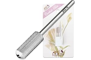PANA 3/32" Small Smooth Round Top Safety Carbide Nail Drill Bit for Gel Polish & Acrylic Removal Nail Salon Manicure Pedicure Electric File Tools (Small Barrel - Silver, Medium)