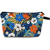MoCaliduccious Leopard Flower Cosmetic Bags with Zipper Makeup Bag Organizer Mini Makeup Pouch for Purse Gift Accessories Essentials Travel Toiletry Bag for Women Funny Floral Multicolor Storage Pouch