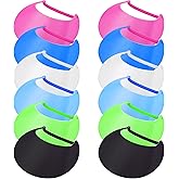 12 Pieces Foam Sun Visors for Women Bulk Summer Adjustable Foam Visors Assorted Color Golf Visor with Solid String Sun Protection Hat for Kids Tennis Camping Beach
