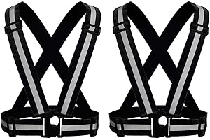 ONESWI Reflective Vest Running Gear Ultralight Runner Safety Vest, High Visibility Adjustable Reflective Safety Vest for Night Cycling,Hiking, Jogging,Dog Walking (2Pcs Black) …
