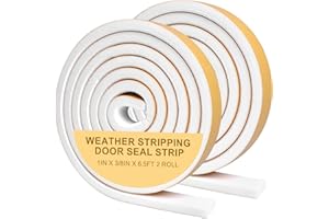 Vefhby Weather Stripping Foam Tape, 1In x 3/8In x 13Ft High Density Foam Insulation Weather Stripping Door Seal Strip, Self A