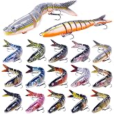 8-Segment Lifelike Fishing Lures for Bass, Pike, Walleye &ndash; Slow Sinking Swimbait with Ultra-Sharp Hooks, Freshwater &amp; Saltwater Lures for Beginners &amp; Pros 3pcs
