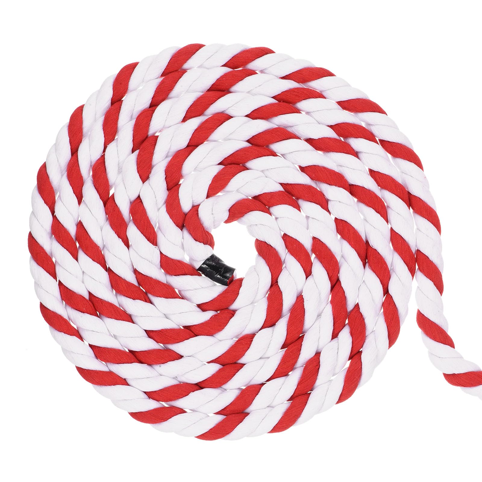 M METERXITY Natural Thick Twisted Cotton Rope - 3-Strands Soft Tug of War Rope Strong Cotton Rope, Apply to Crafts, Hanging Swing, Railings (50Ft x 1", Red White)