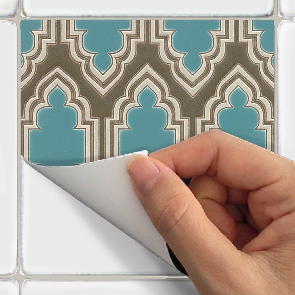 Amazon.com: SnazzyDecal Tile Stickers Moroccan 12pc 4x4in Peel and - How To Remove Sticker Residue From Wood Without Damaging Paint