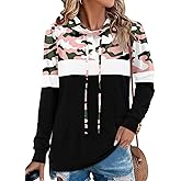 Angerella Hoodies for Women Camo Leopard Print Tops Pullover Hooded Sweatshirt Drawstring with Pocket
