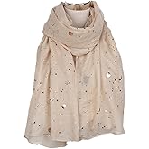 Tinpia Fashion Scarf for Women, Lightweight Colorful Shawl with Star Moon Pattern for Girls Ladies Women
