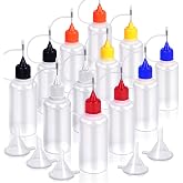 12pcs Precision Tip Applicator Bottles with 5 Mini Funnels, YGDZ 30ml Needle Tip Squeeze Glue Bottles for Paint Quilling Craft, 6 Colors