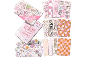 Kaciola 12PCS Inserts Cardstock Paper for E-Reader, and 50PCS Scrapbook Stickers for Clear Case, 6.9"x4.8" Funny Theme E-Reader Back Cover Insert Decorating Accessories for Paper White 11th-12th