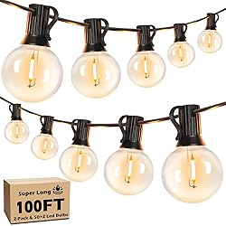 LED Outdoor String Lights 100FT Patio Light with 52