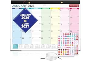 Desk Calendar 2026 with Stickers 18 Months Calendar Runs from January 2026 to June 2027 Large 17 x 12 inch Desktop or Wall Mo