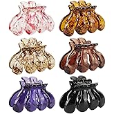 Lawie 6 Pack Tortoise Shell Leopard Black Brown Butterfly Octopus Plastic Hair Claw Clips Jaw Barrettes Grips Clamps Decorative Bun Chignon Hair Up Fancy Accessories for Women Girl Thin Thick Hair