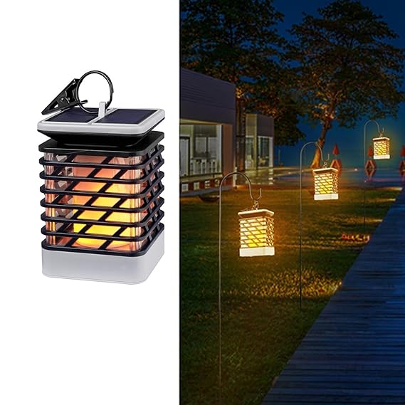Quace Waterproof Auto on/off Flickering Solar Powered Flame Hanging Decorative Atmosphere Lamp (Yellow)