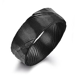 NUNCAD 8mm Black Damascus Rings for Men Wedding
