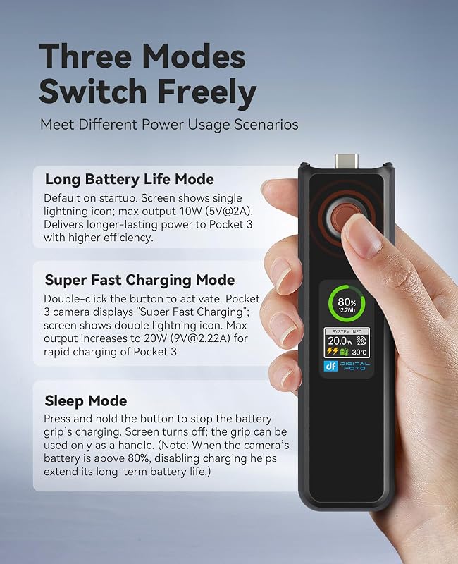 Osmo Pocket 4P/4/3 Akku, 20W Schnelllade-Batteriegriff-Zubehör, 5000mAh