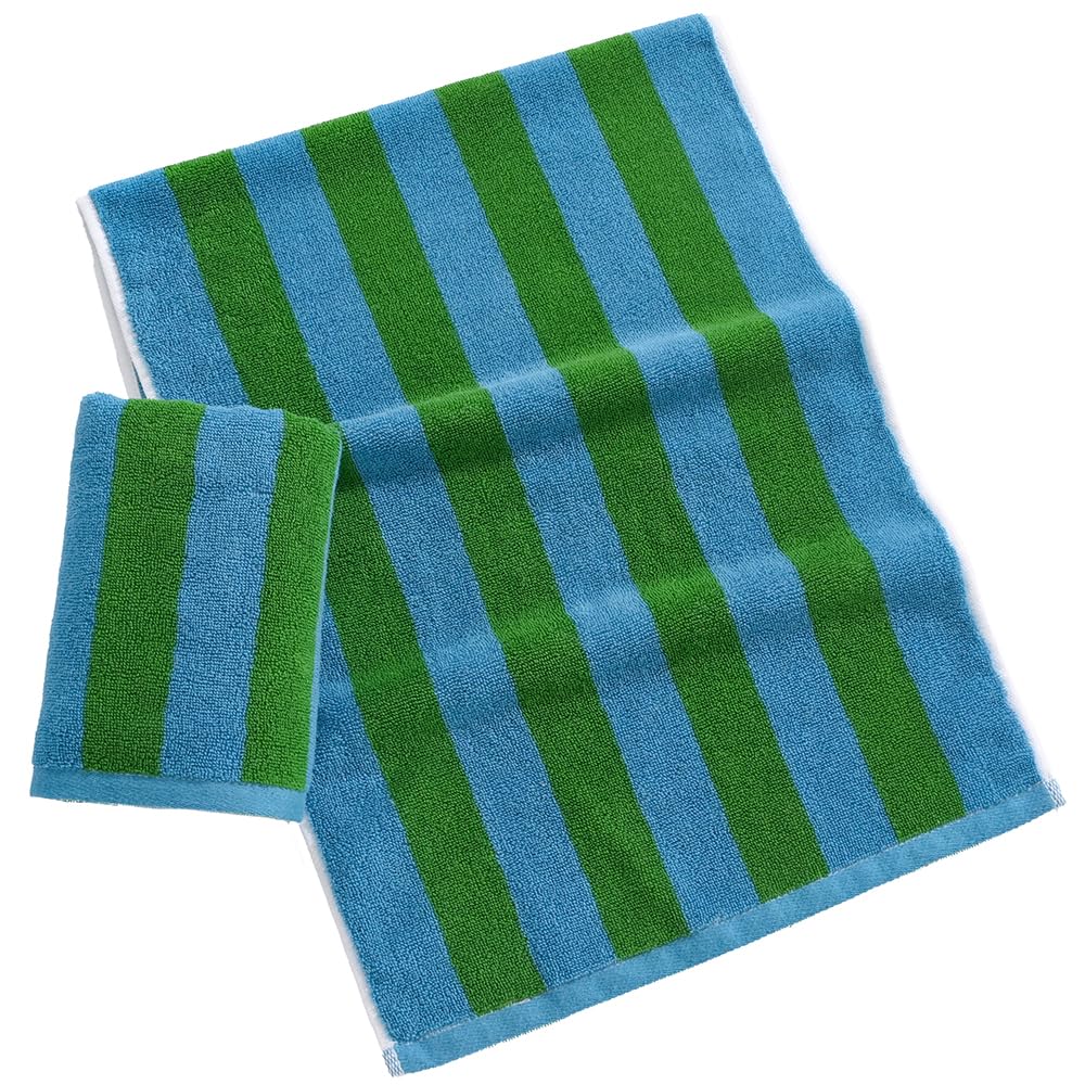 Photo 1 of Absnuopt Blue & Green Hand Towel Set of 2 Double-Color Stripes Decorative Hand Towel for Bathroom Ultra Soft 100% Cotton Absorbent Lightweight for Home Kitchen 13" X 29"