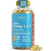 Presca Omega 3-6-9 Dietary Supplement (325 ct.) - Promote Visual Function and Eye Health - Support Heart, Cardiovascular Health, Healthy Skin, Hair and Overall Health (Omega 3-6-9)